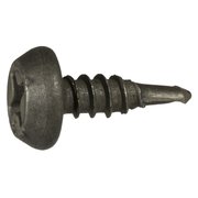 MIDWEST FASTENER Self-Drilling Screw, #6 x 7/16 in, Black Phosphate Steel Pan Head Phillips Drive, 100 PK 07050